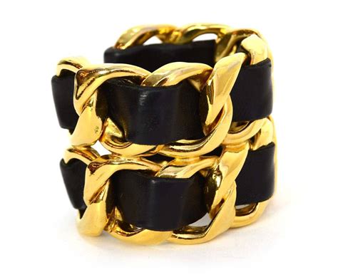 vintage chanel leather and link bracelet|Jewelry .